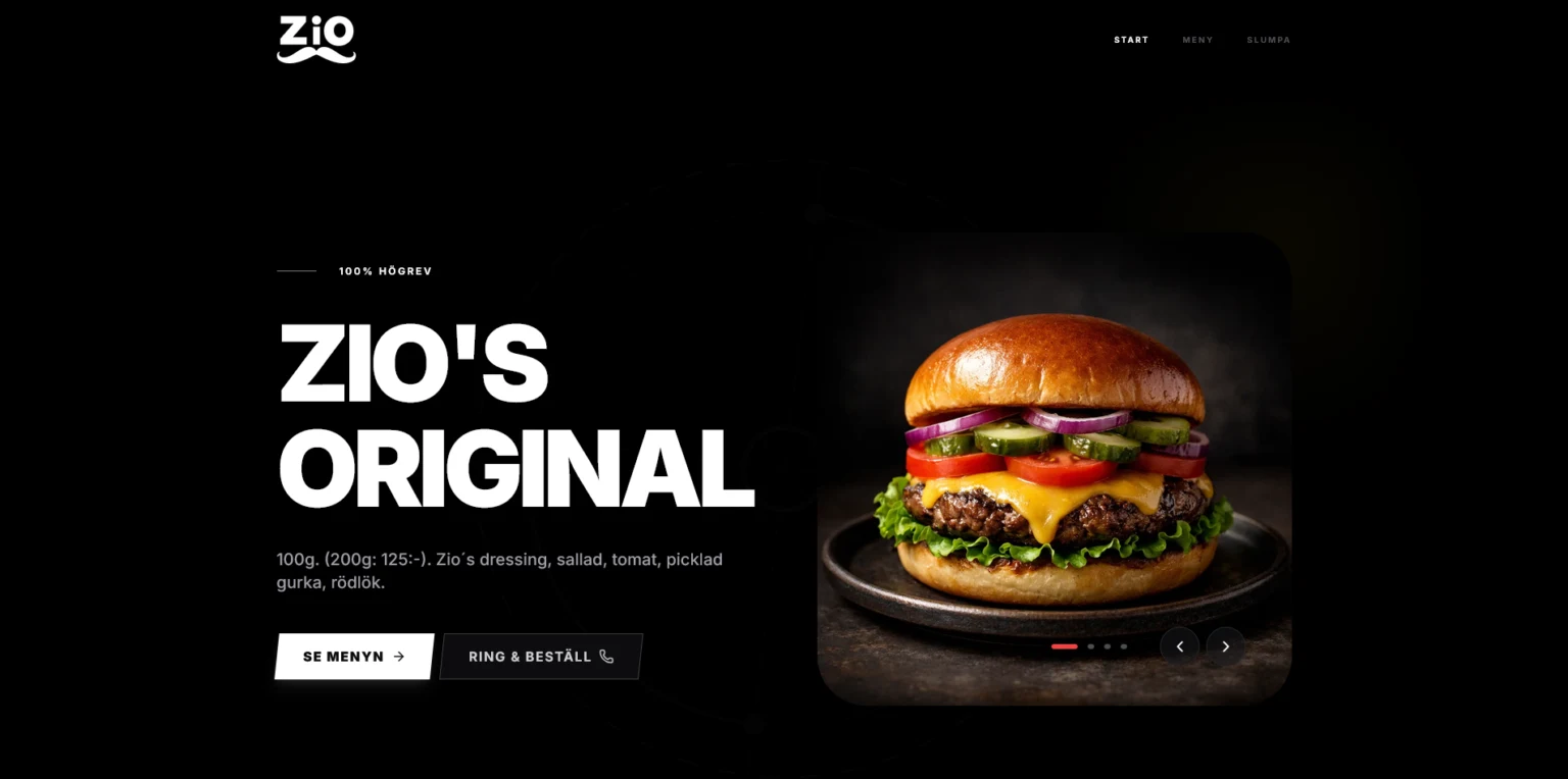 Webbplats för ZIO Restaurang