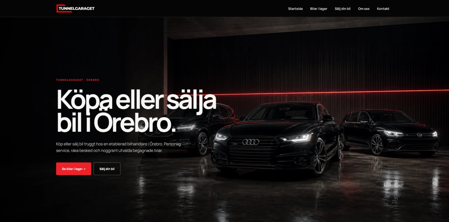 Tunnelgaraget.se: webbplats